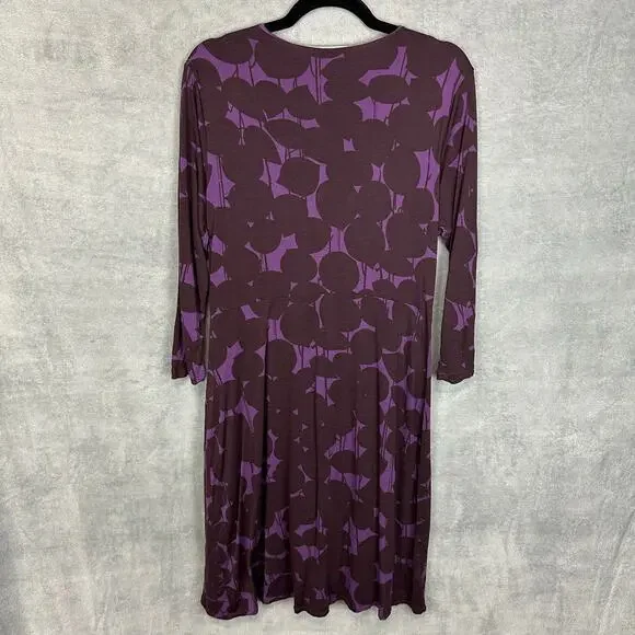 Boden Dress Womens 12R Purple Floral V Neck 3/4 Length Sleeve Midi Preppy Career - Picture 5 of 10